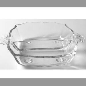 Fostoria Vintage Baroque Clear Two-Sided Glass Footed Relish Tray Condiment Dish
